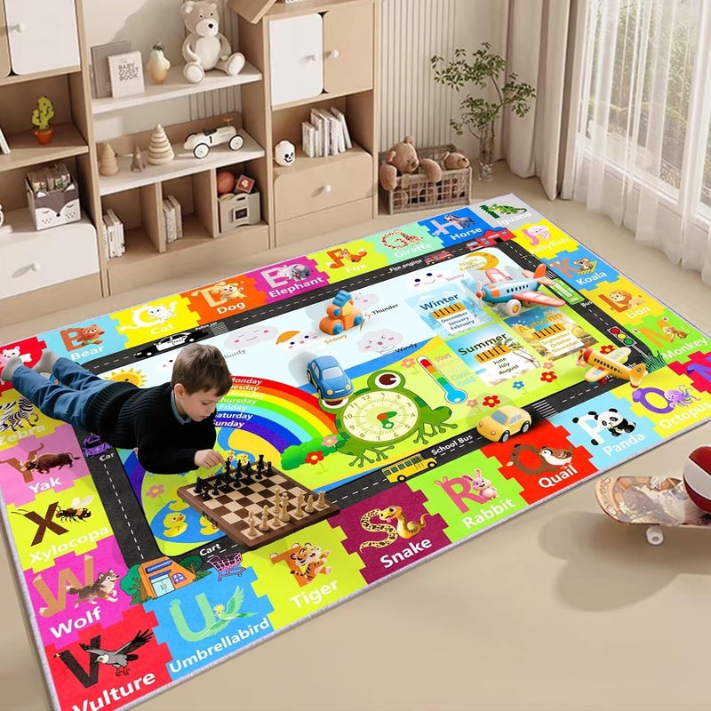 CLAILEIRS ABC Mats Rug 47×71 Inch, Kids Alphabet Mat, Non-Slip Educational Learning Rug, Washable Letter Carpet for Daycare & Home - Image 4
